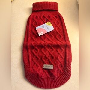 Red Cable Knit Turtleneck Dog Sweater – Medium Dogs